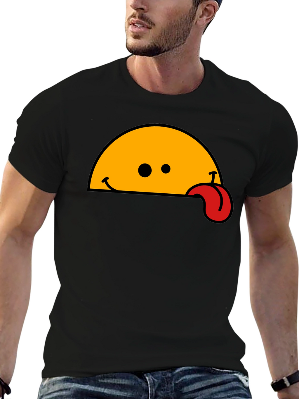 Wacky Tongue T-Shirt - Black Cotton Blend