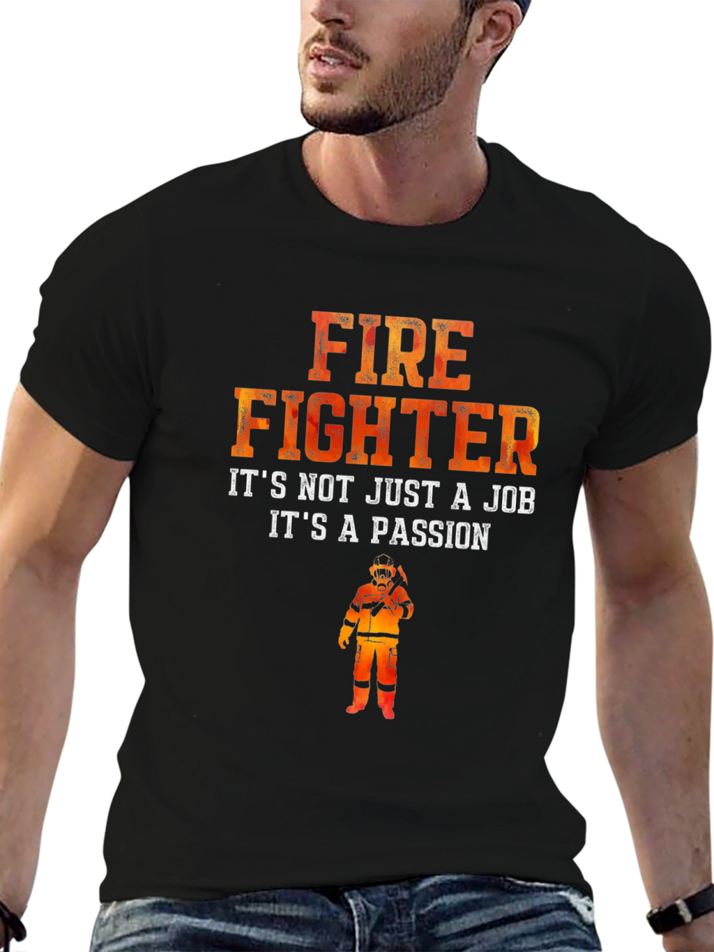 Firefighter Passion Graphic T-Shirt - Black