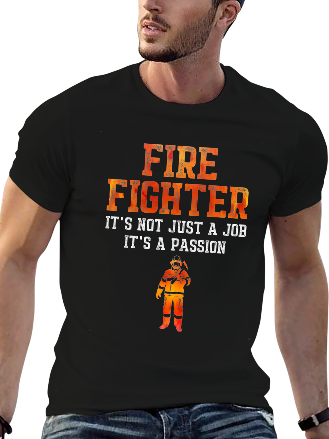 Firefighter Passion Graphic T-Shirt - Black