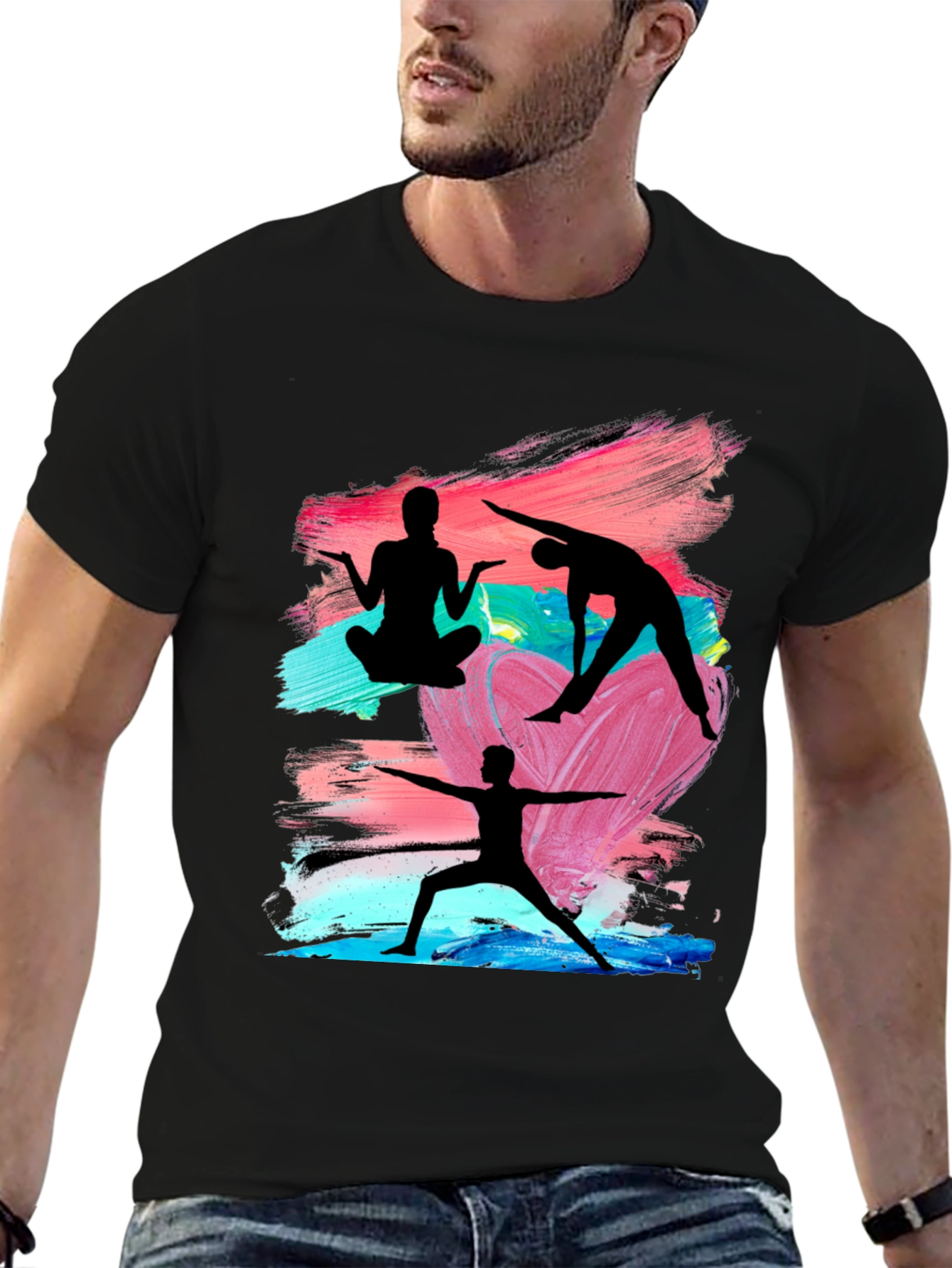 Yoga Silhouette Graphic Black T-Shirt