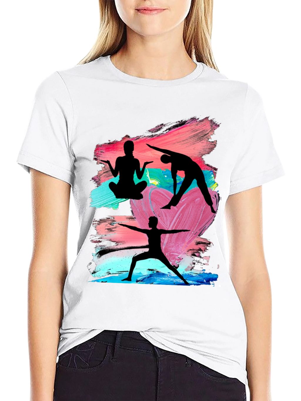 Yoga Silhouette Graphic Black T-Shirt