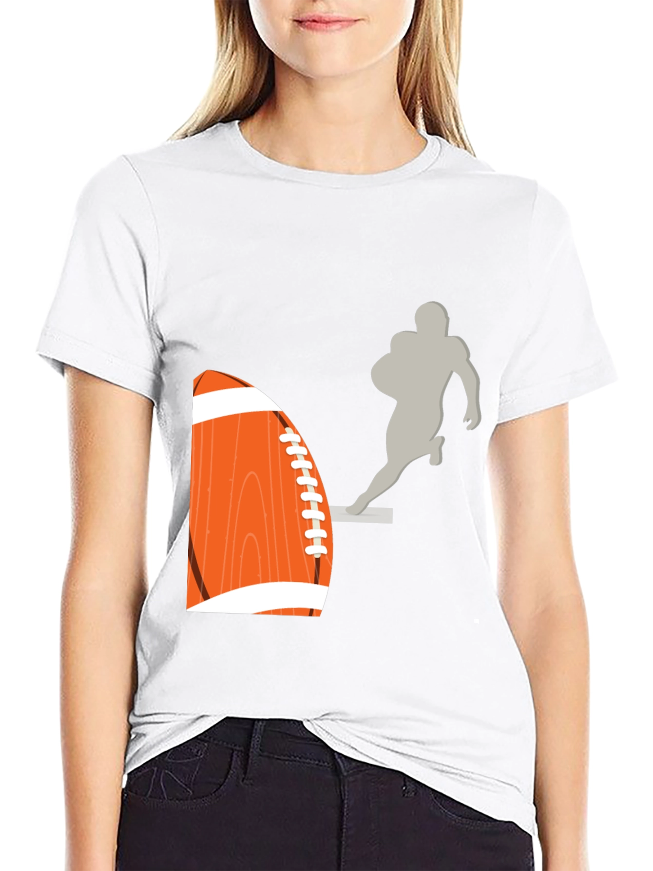 Football Graphic Tee - Black Cotton T-Shirt