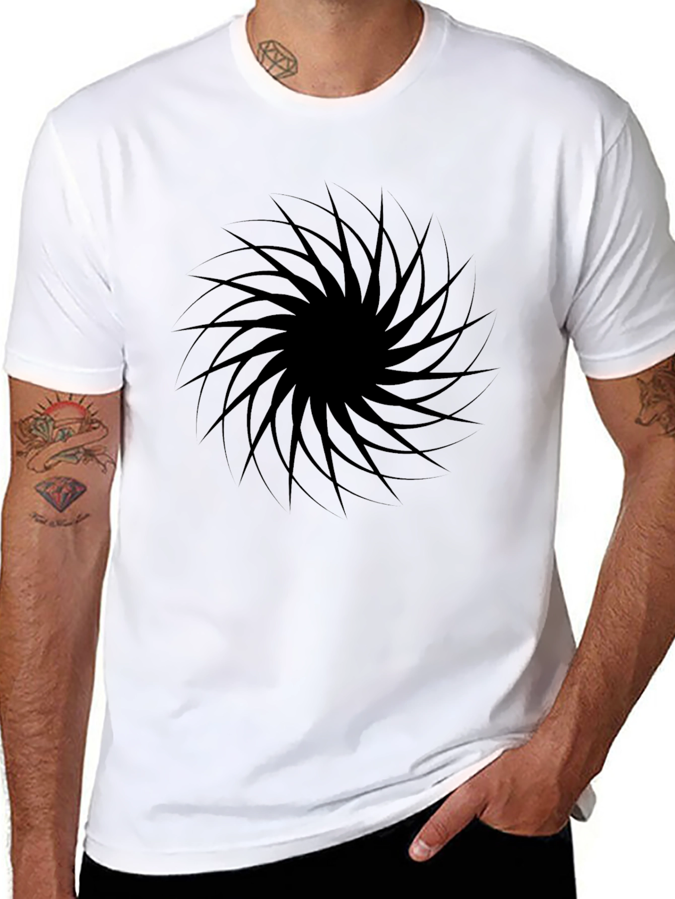 Black Vortex Graphic Tee - Modern Style