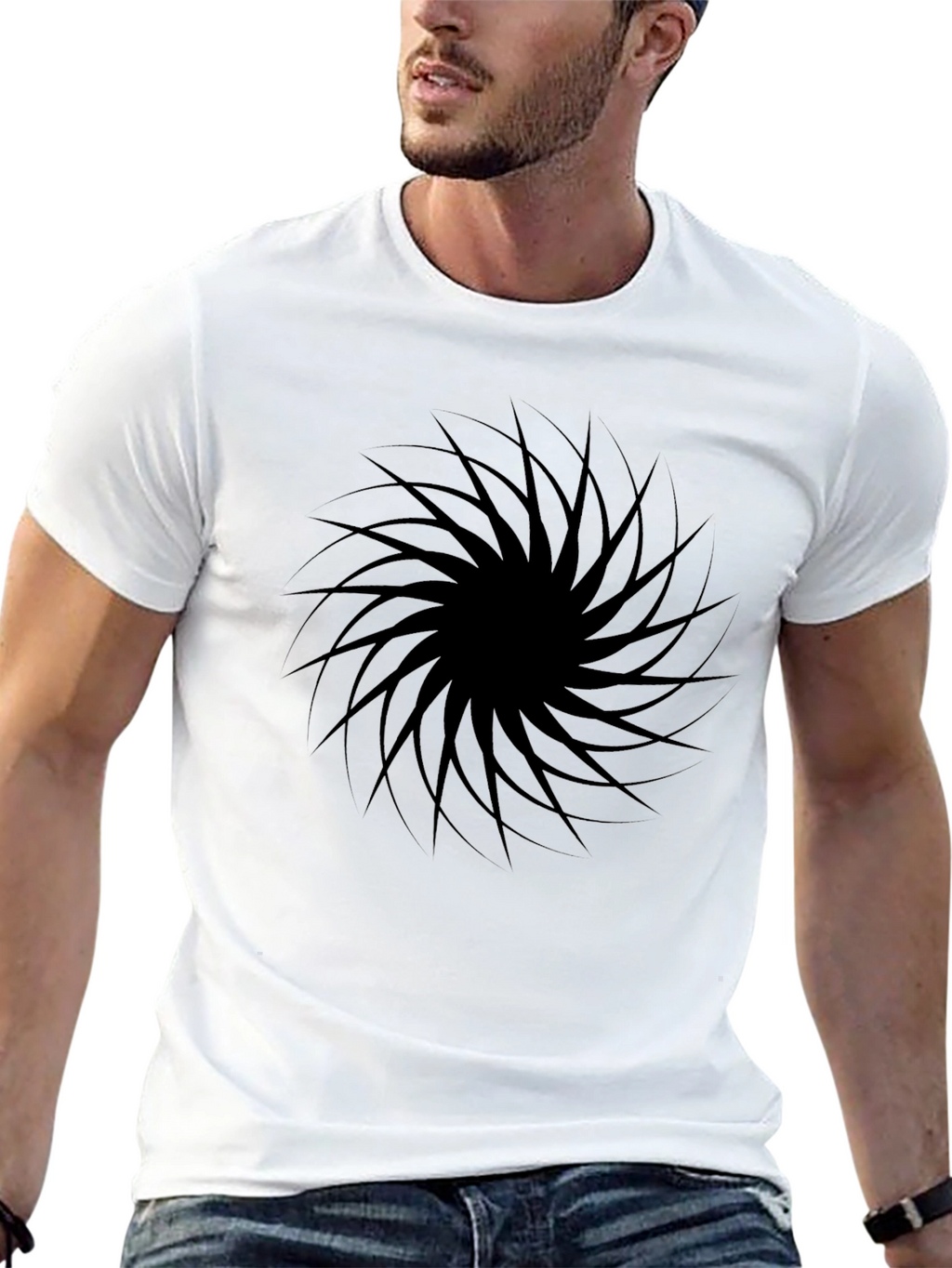 Black Vortex Graphic Tee - Modern Style