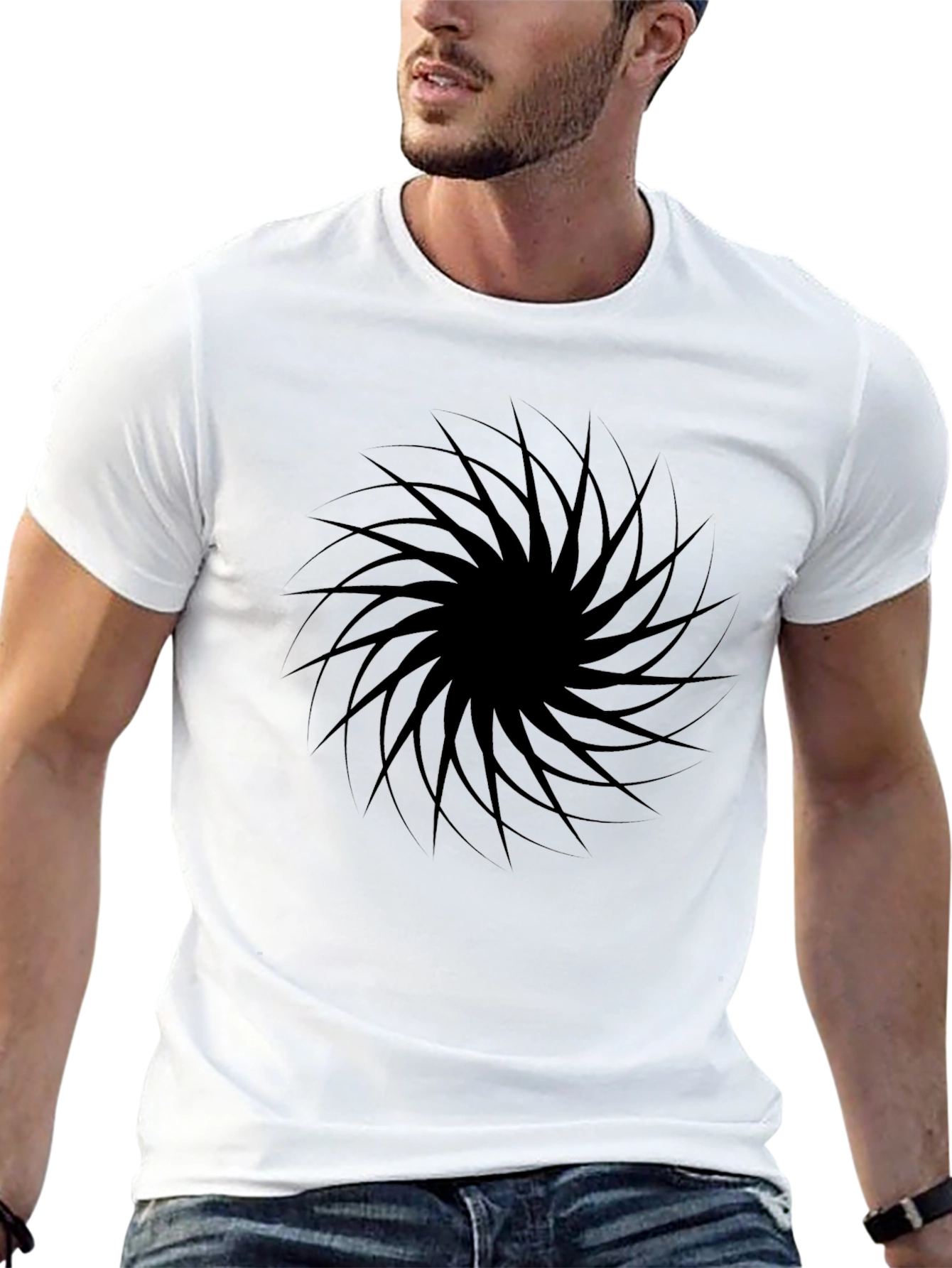 Black Vortex Graphic Tee - Modern Style