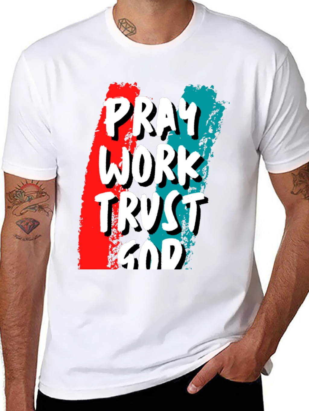 Pray Work Trust God Graphic T-Shirt