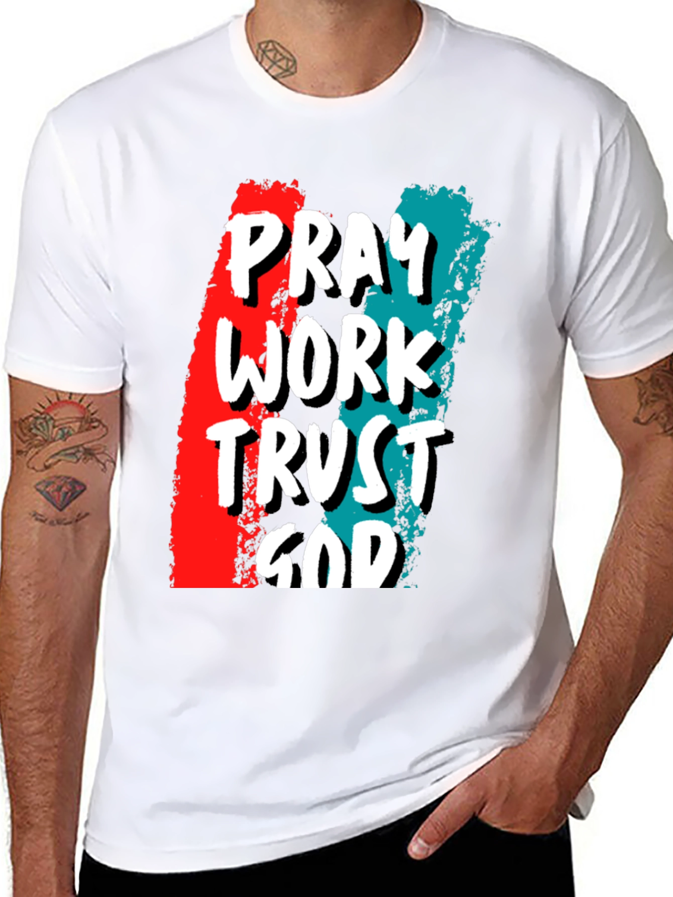Pray Work Trust God Graphic T-Shirt