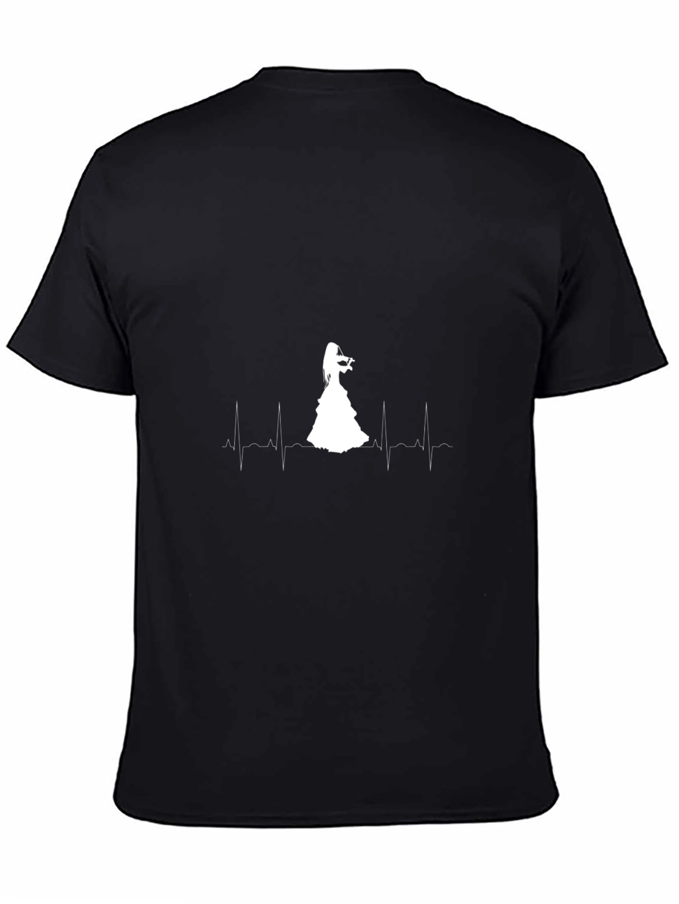 Violinist Heartbeat Graphic Black T-Shirt