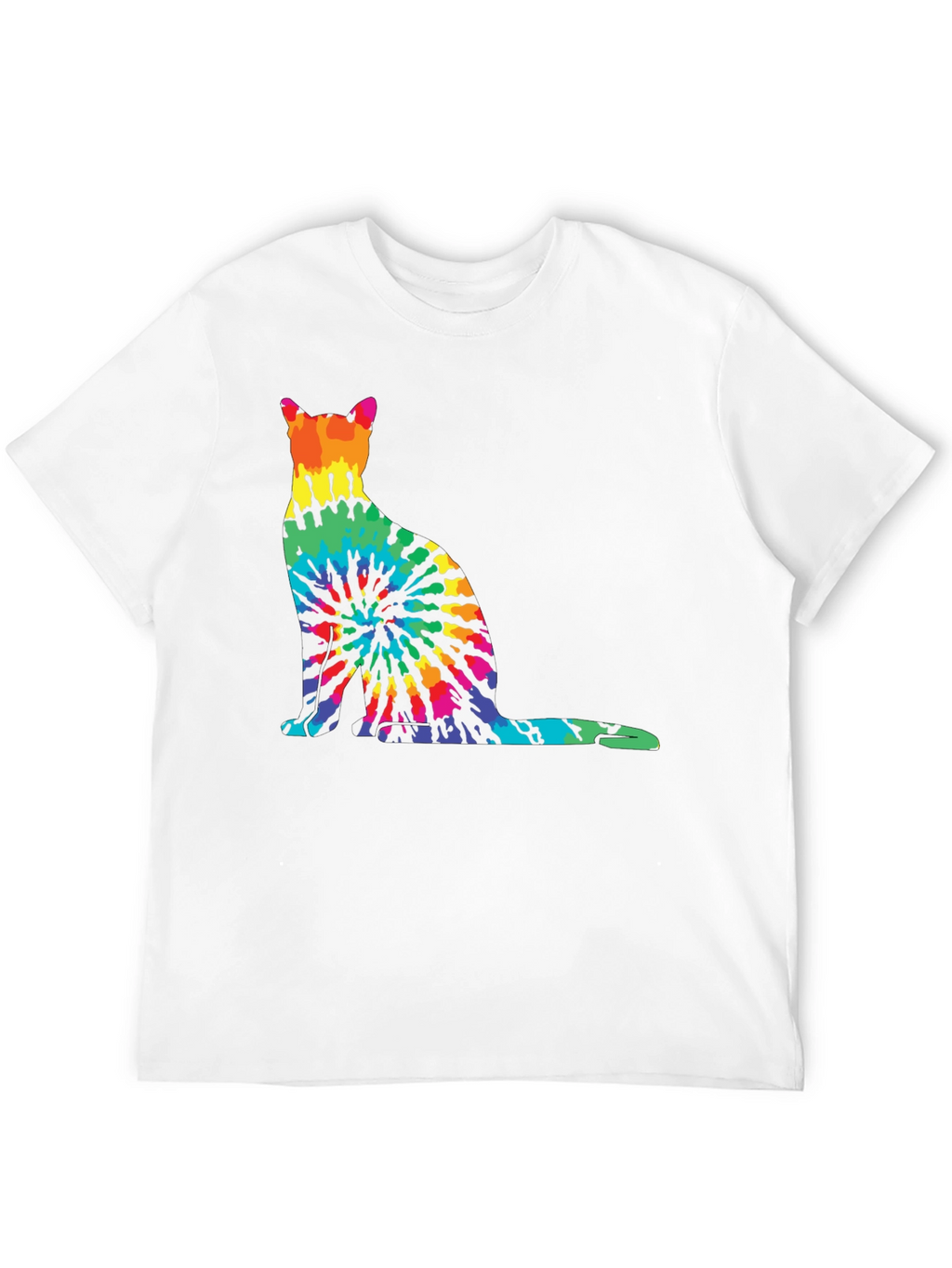 Tie-Dye Cat Graphic Tee - Unique Rainbow Cat Design