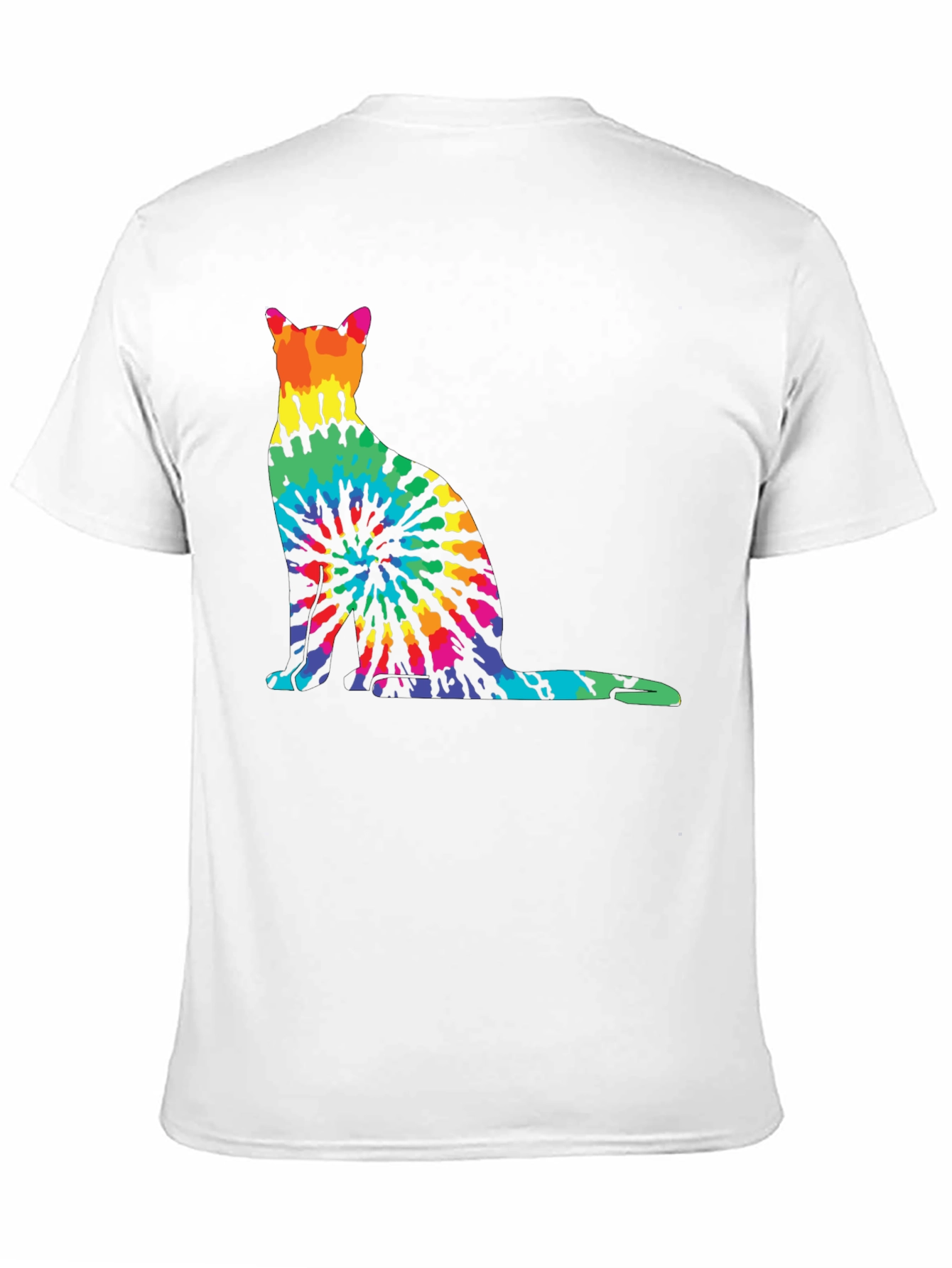 Tie-Dye Cat Graphic Tee - Unique Rainbow Cat Design