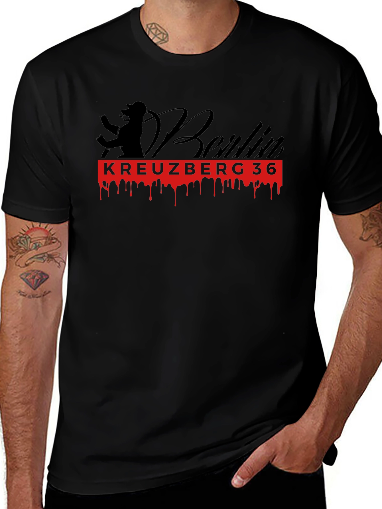 Berlin Kreuzberg 36 Graphic Tee - Black Cotton T-Shirt