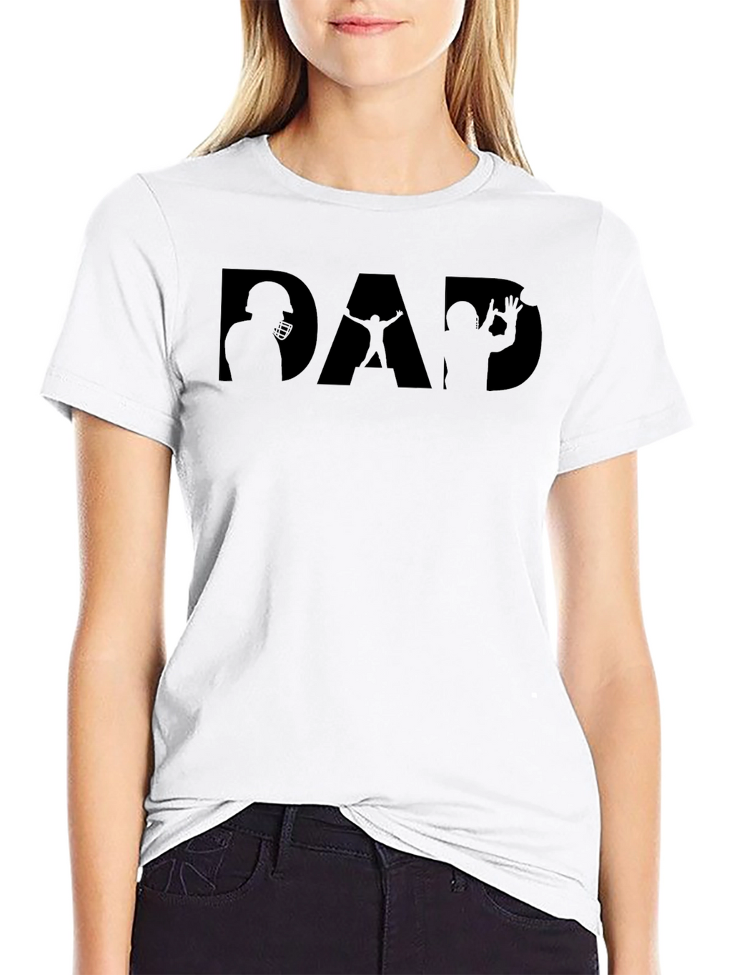 Dad Football Silhouette Graphic Tee - Black
