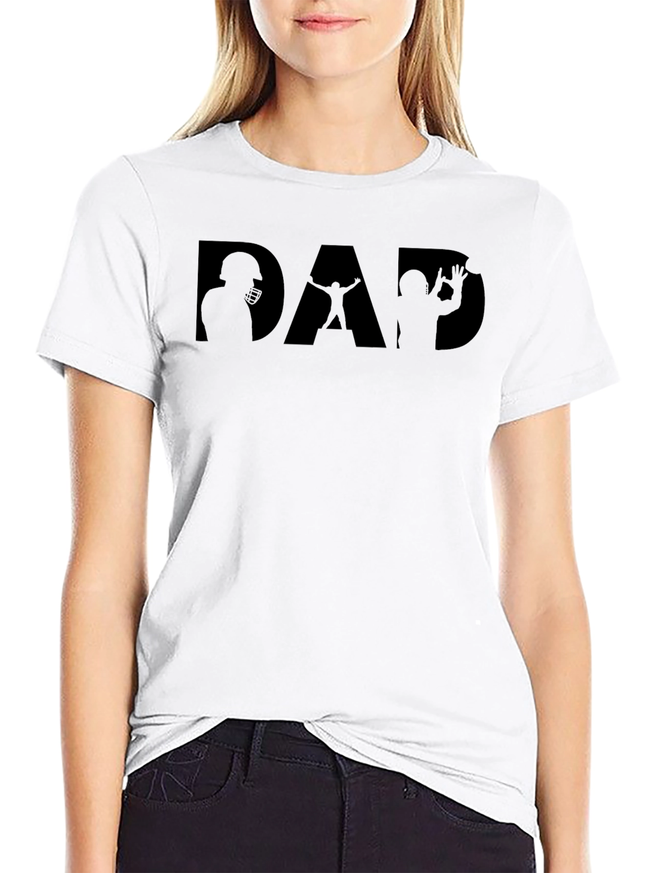 Dad Football Silhouette Graphic Tee - Black