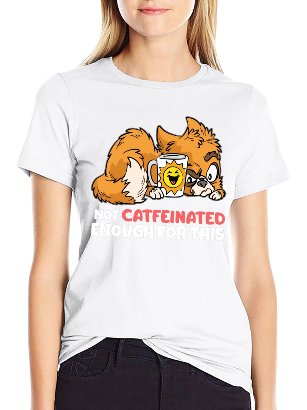 Funny Cat Not Caffeinated Enough Graphic T-Shirt