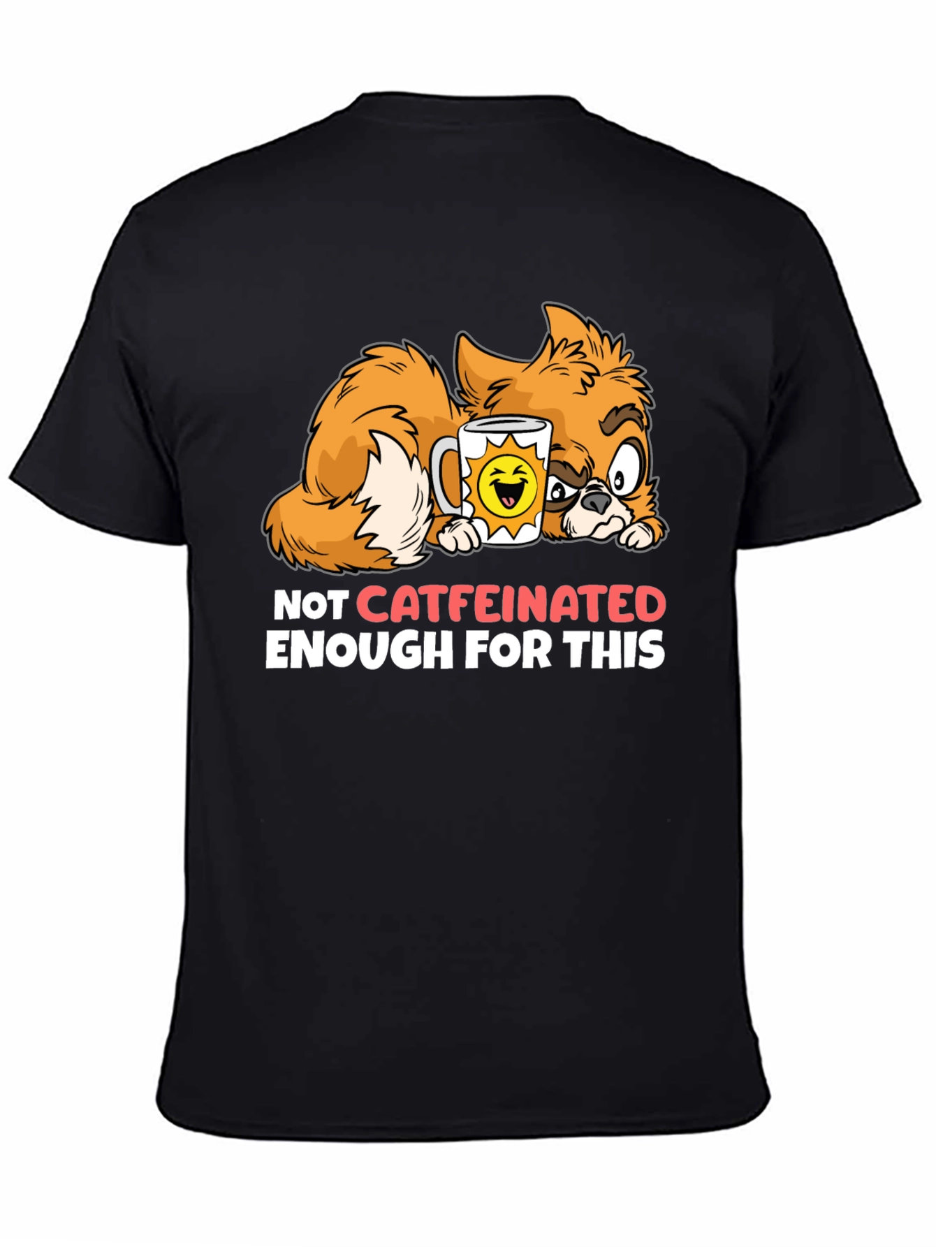 Funny Cat Not Caffeinated Enough Graphic T-Shirt