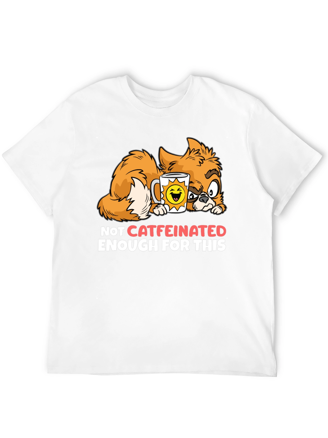 Funny Cat Not Caffeinated Enough Graphic T-Shirt