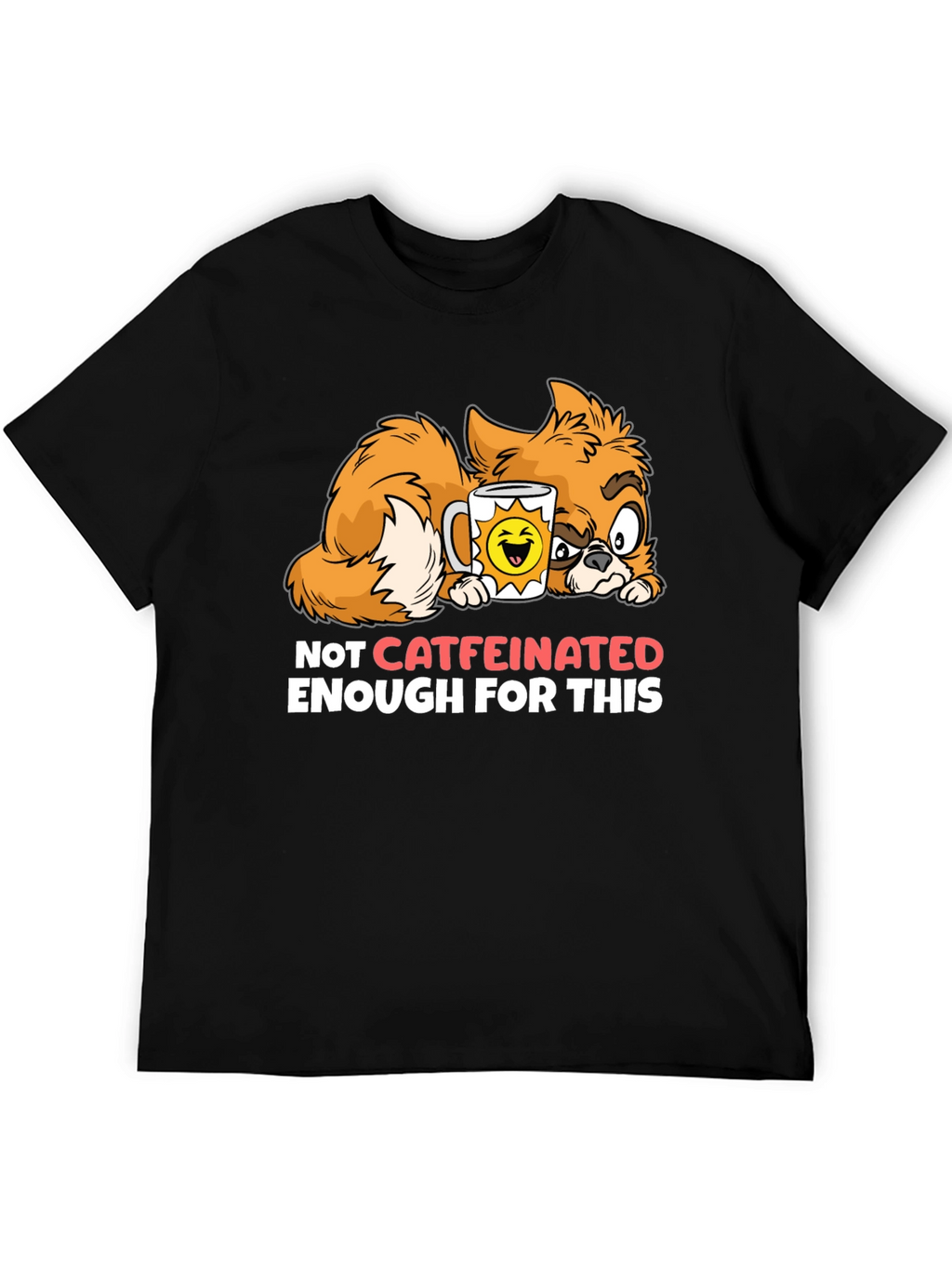 Funny Cat Not Caffeinated Enough Graphic T-Shirt