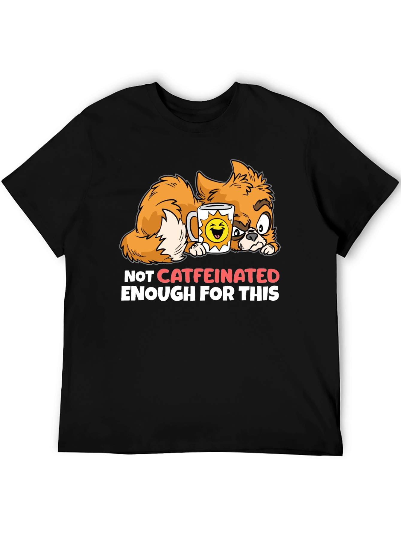 Funny Cat Not Caffeinated Enough Graphic T-Shirt