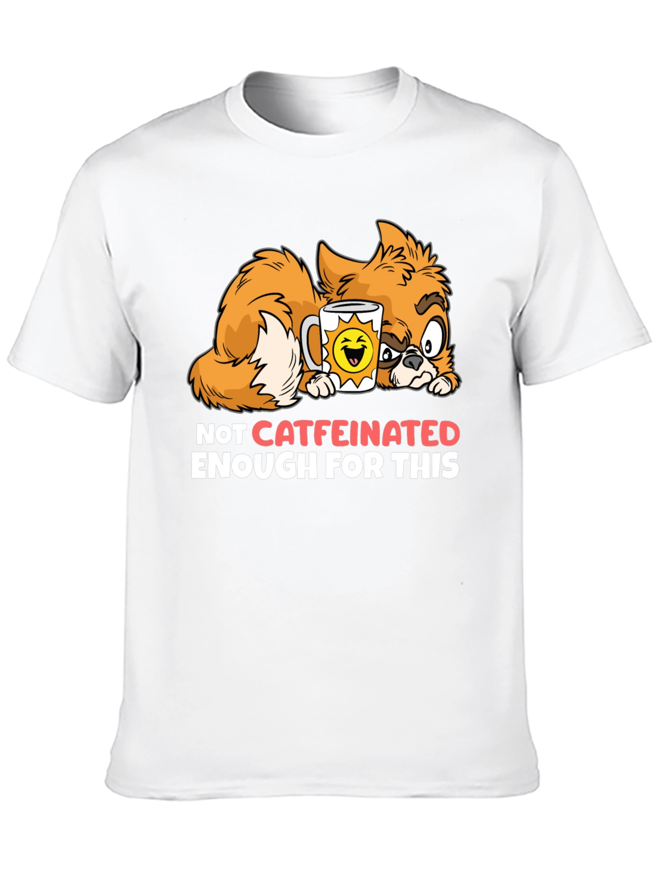 Funny Cat Not Caffeinated Enough Graphic T-Shirt