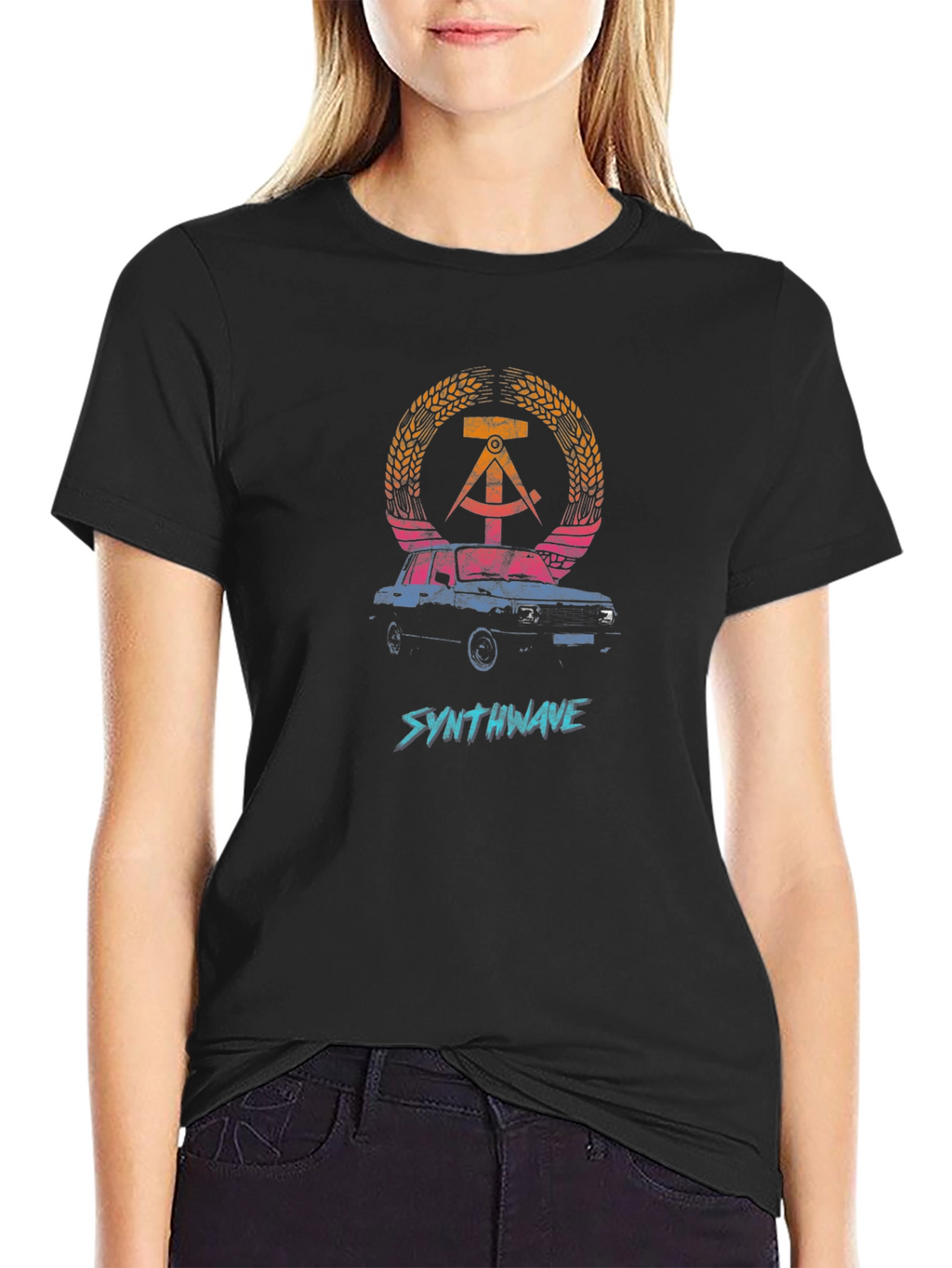 Synthwave GDR Car Graphic T-Shirt