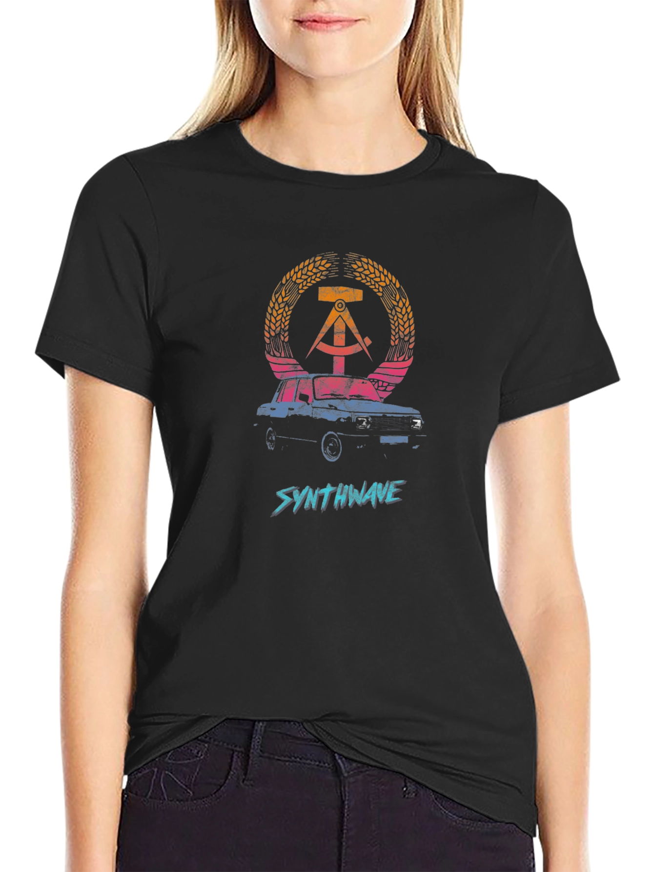 Synthwave GDR Car Graphic T-Shirt