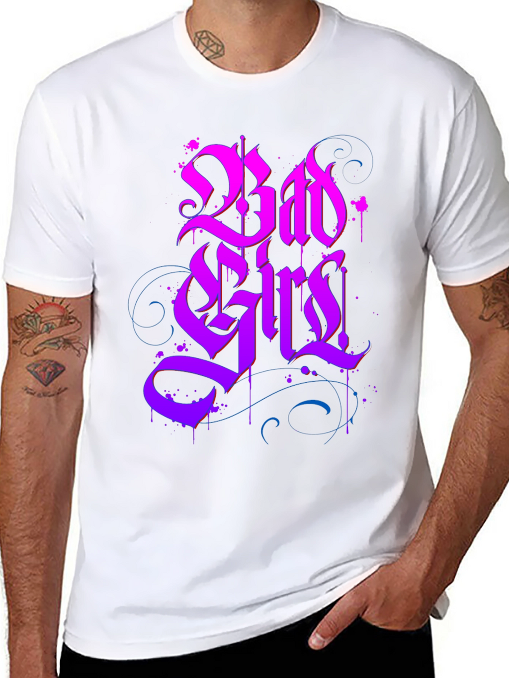 Bad Girls Gothic Style Black Graphic Tee