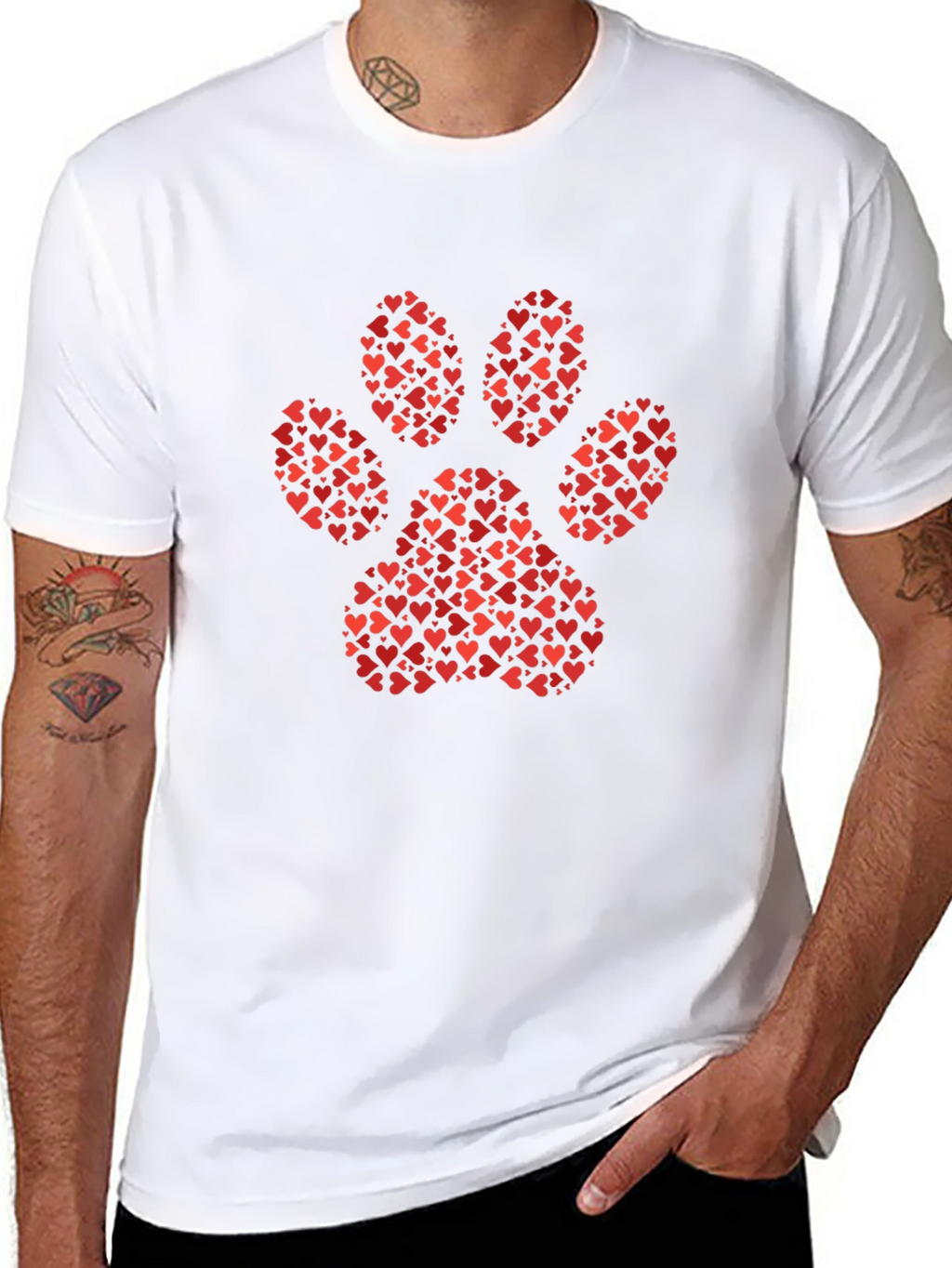 Heart Paw Print Graphic Tee - Black