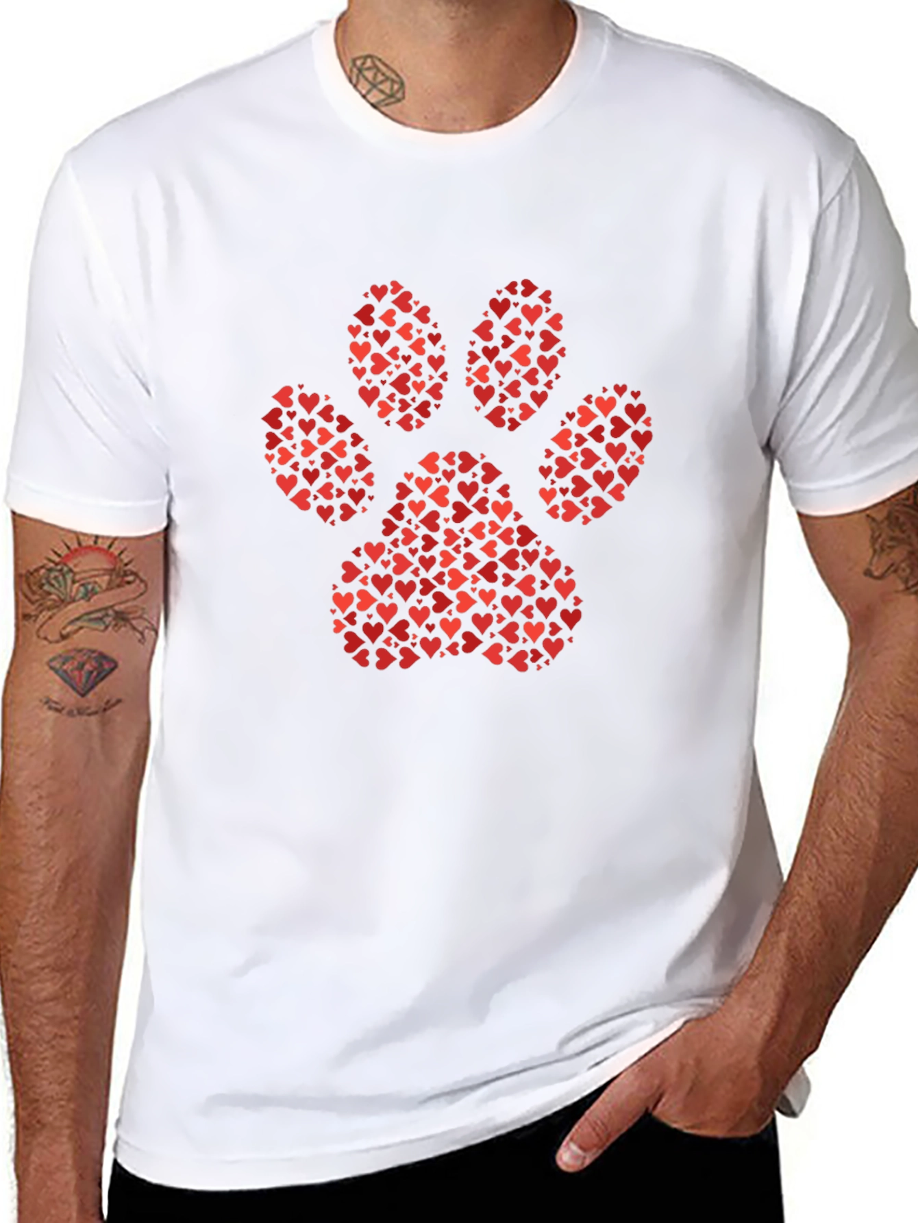Heart Paw Print Graphic Tee - Black