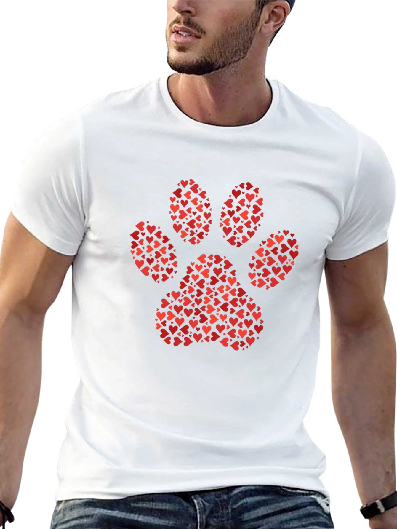 Heart Paw Print Graphic Tee - Black