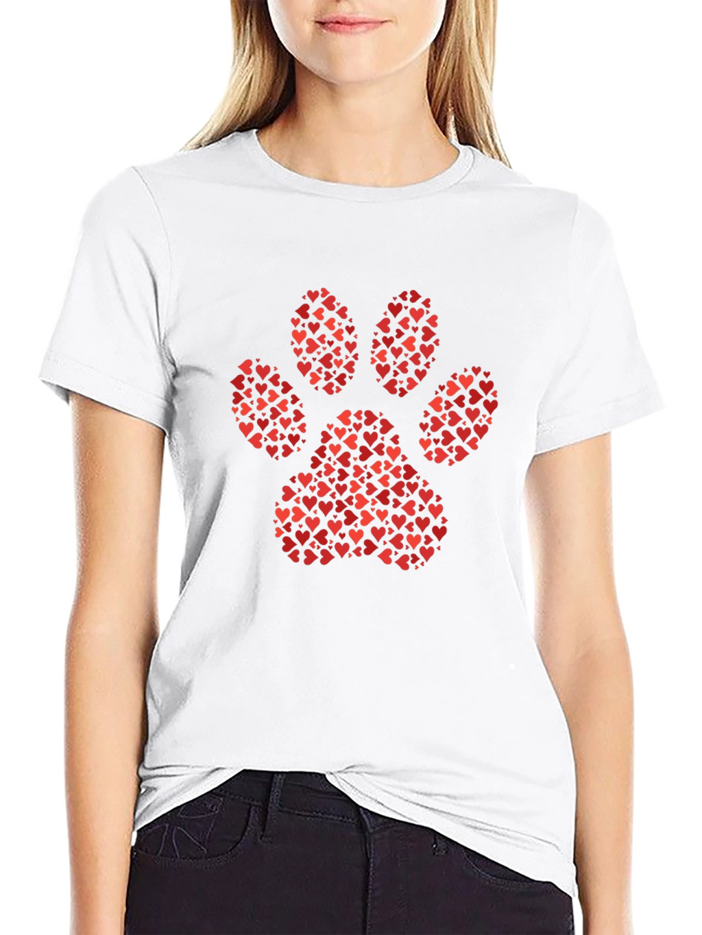 Heart Paw Print Graphic Tee - Black