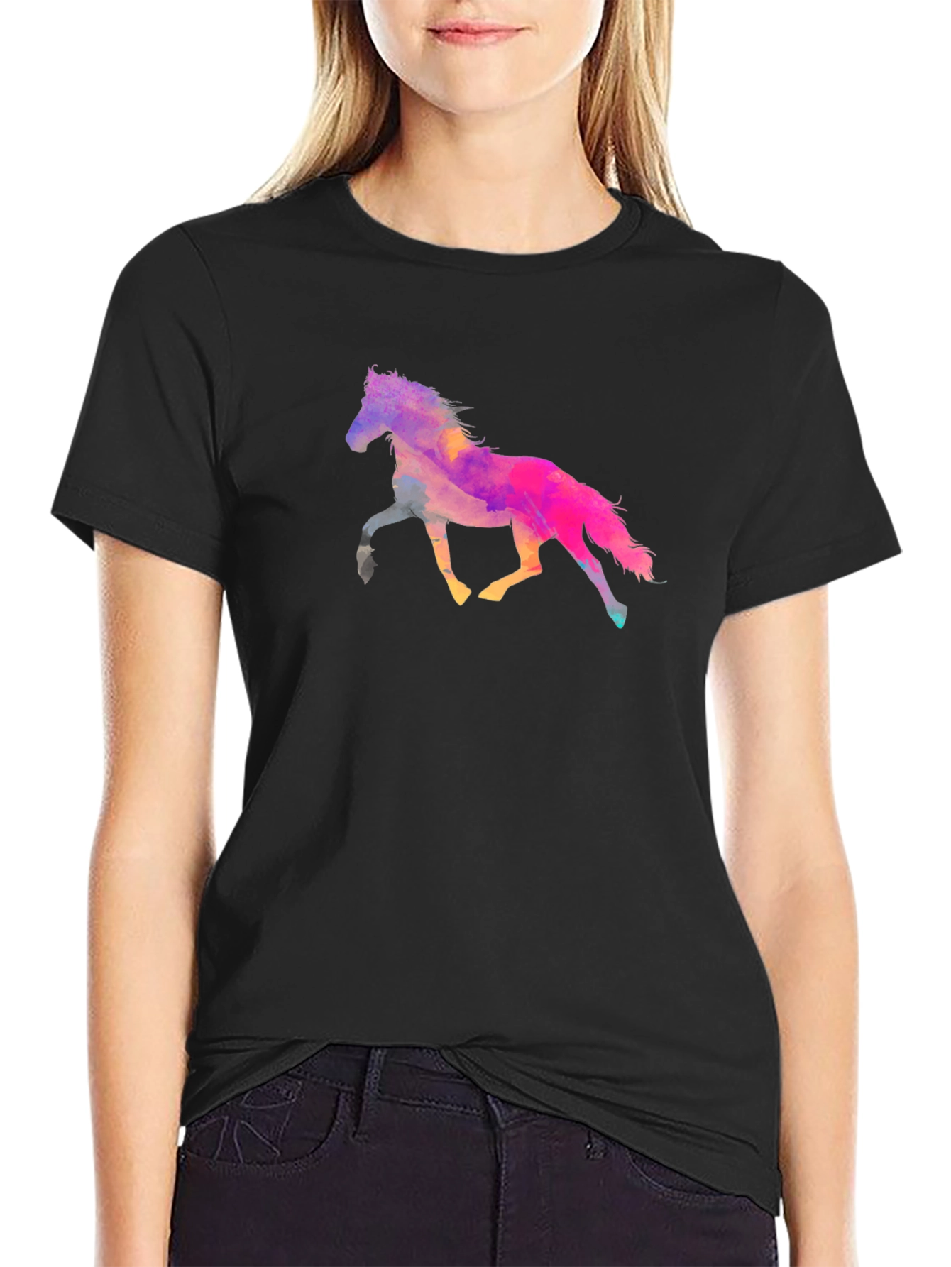 Horse Graphic Tee - Unique Watercolor Design