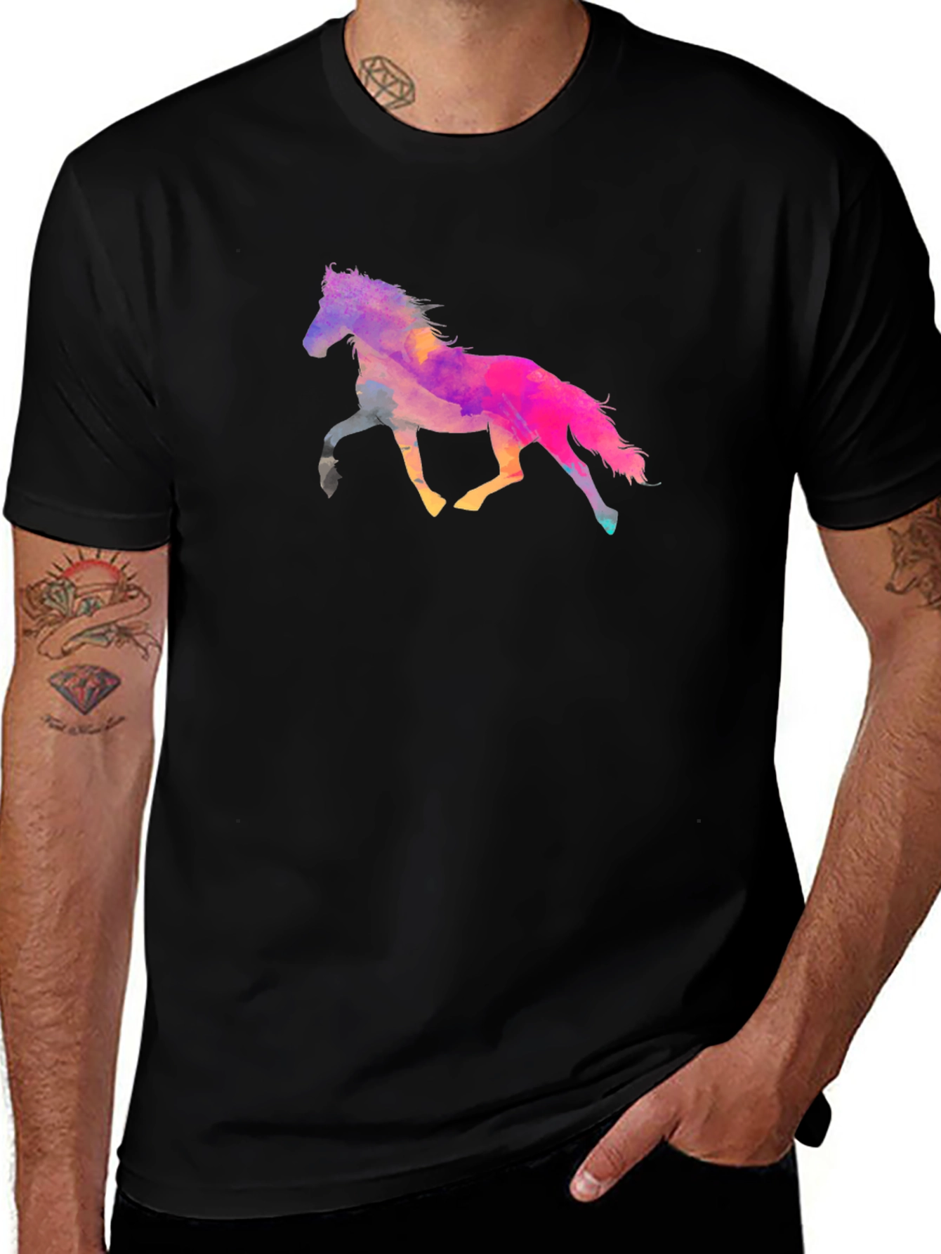 Horse Graphic Tee - Unique Watercolor Design