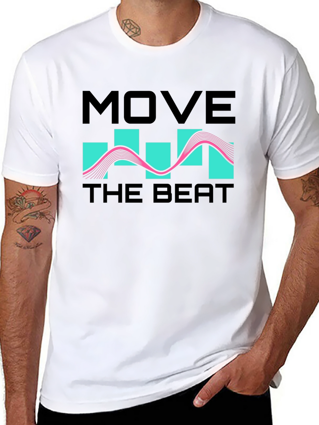 Move The Beat Black Graphic T-Shirt