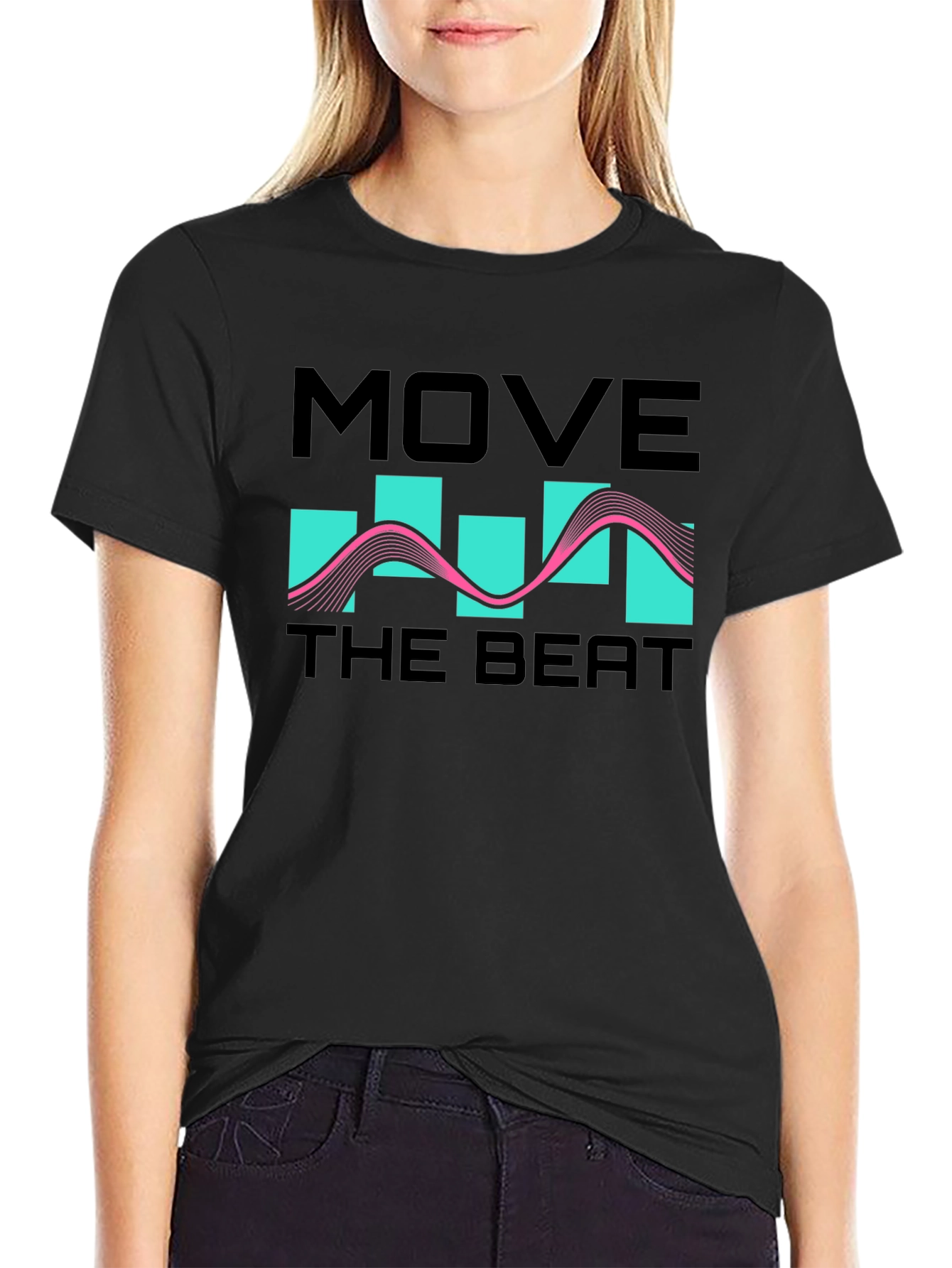 Move The Beat Black Graphic T-Shirt