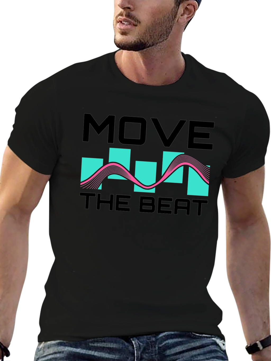 Move The Beat Black Graphic T-Shirt