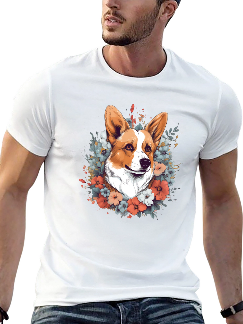 Corgi Floral Tee