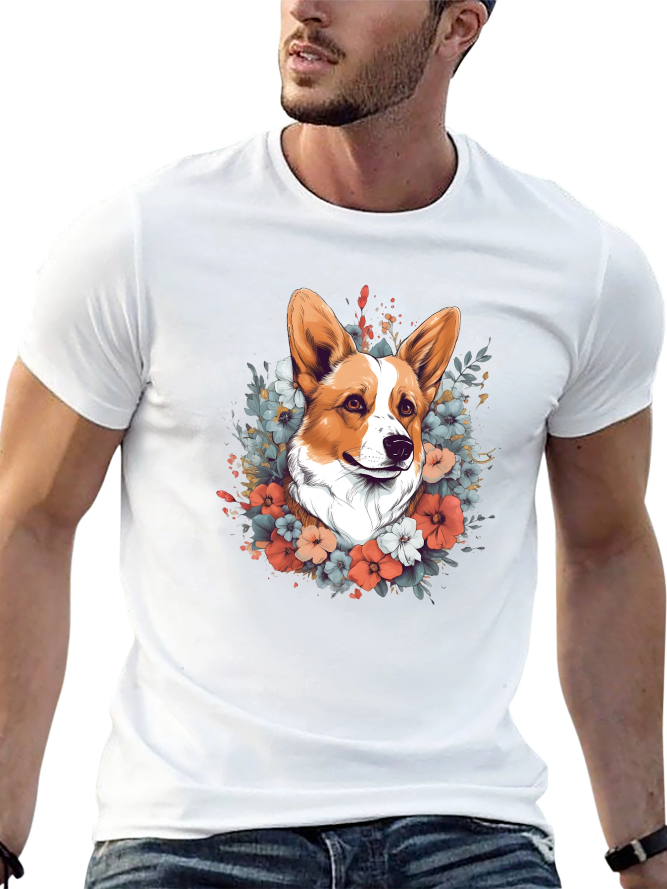 Corgi Floral Tee