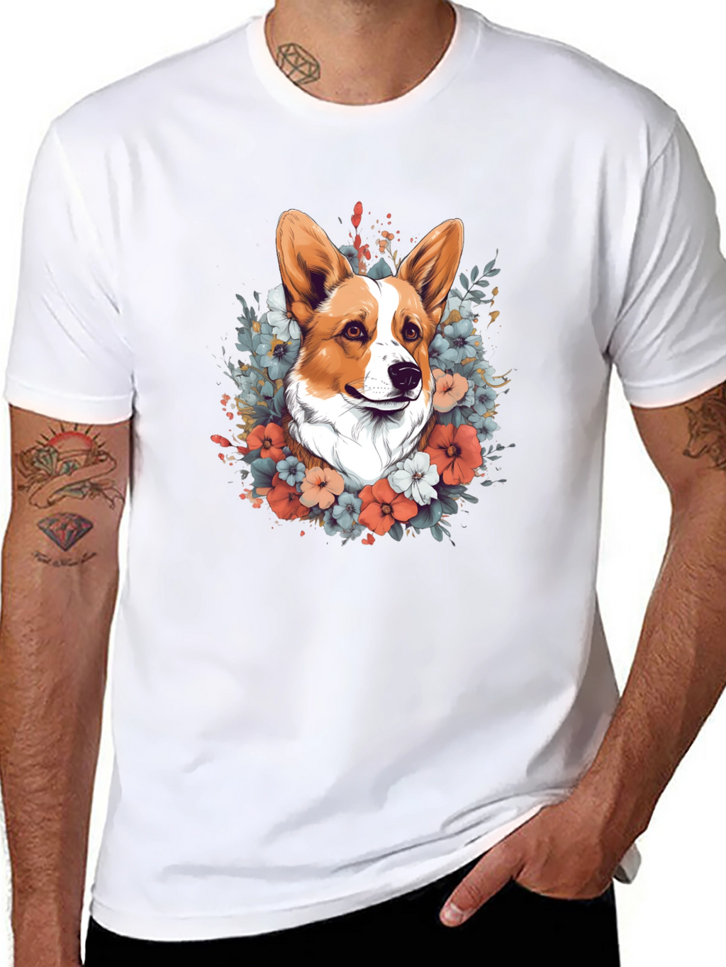 Corgi Floral Tee