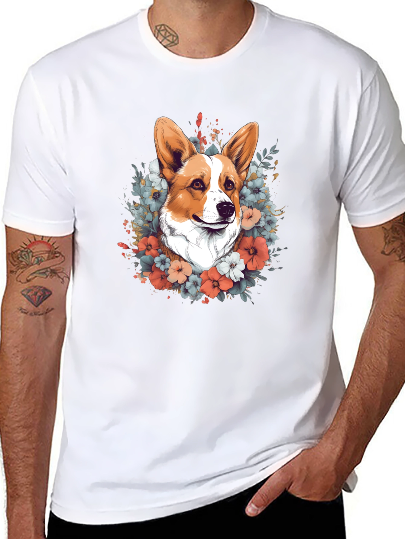 Corgi Floral Tee