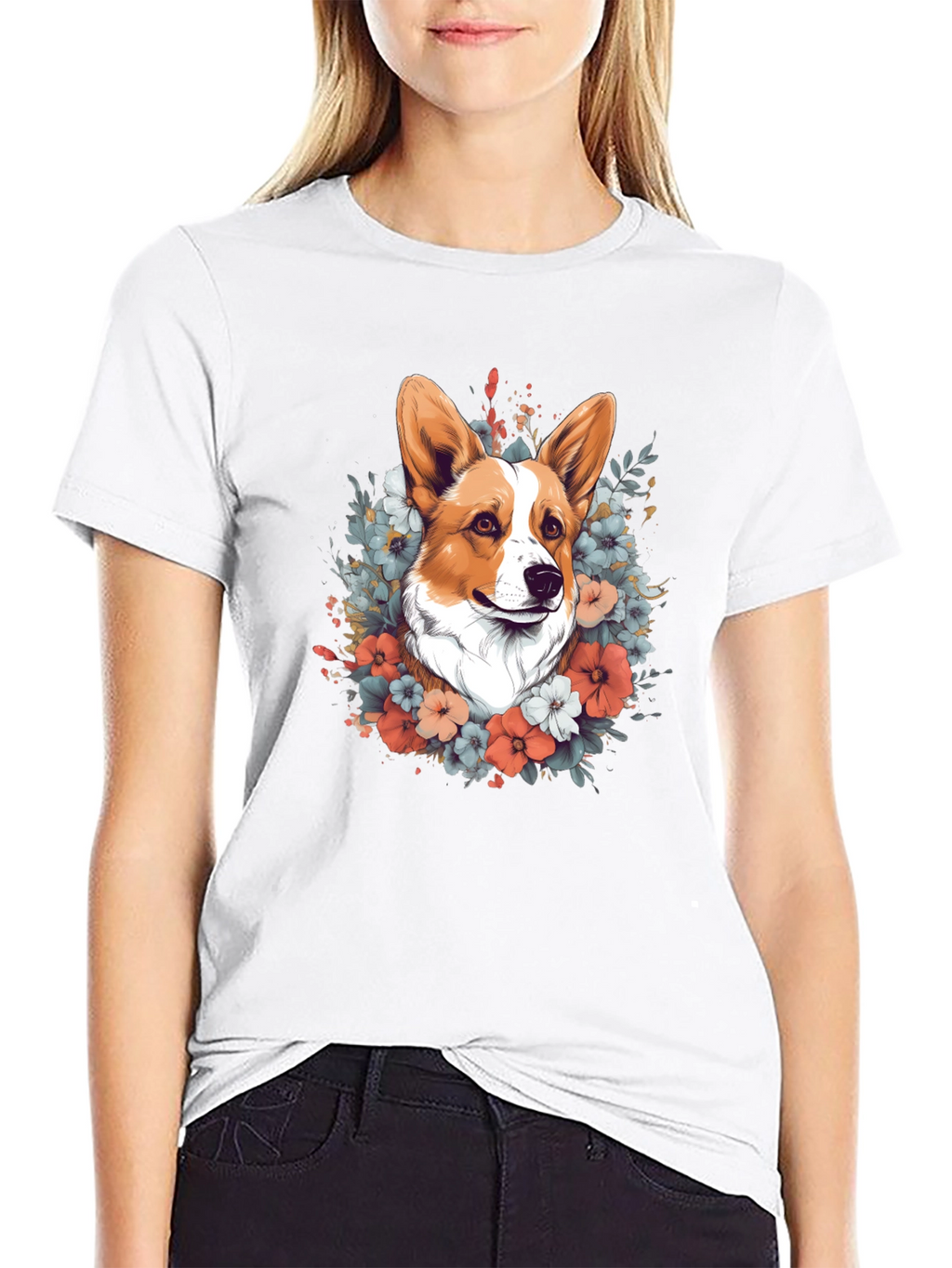 Corgi Floral Tee