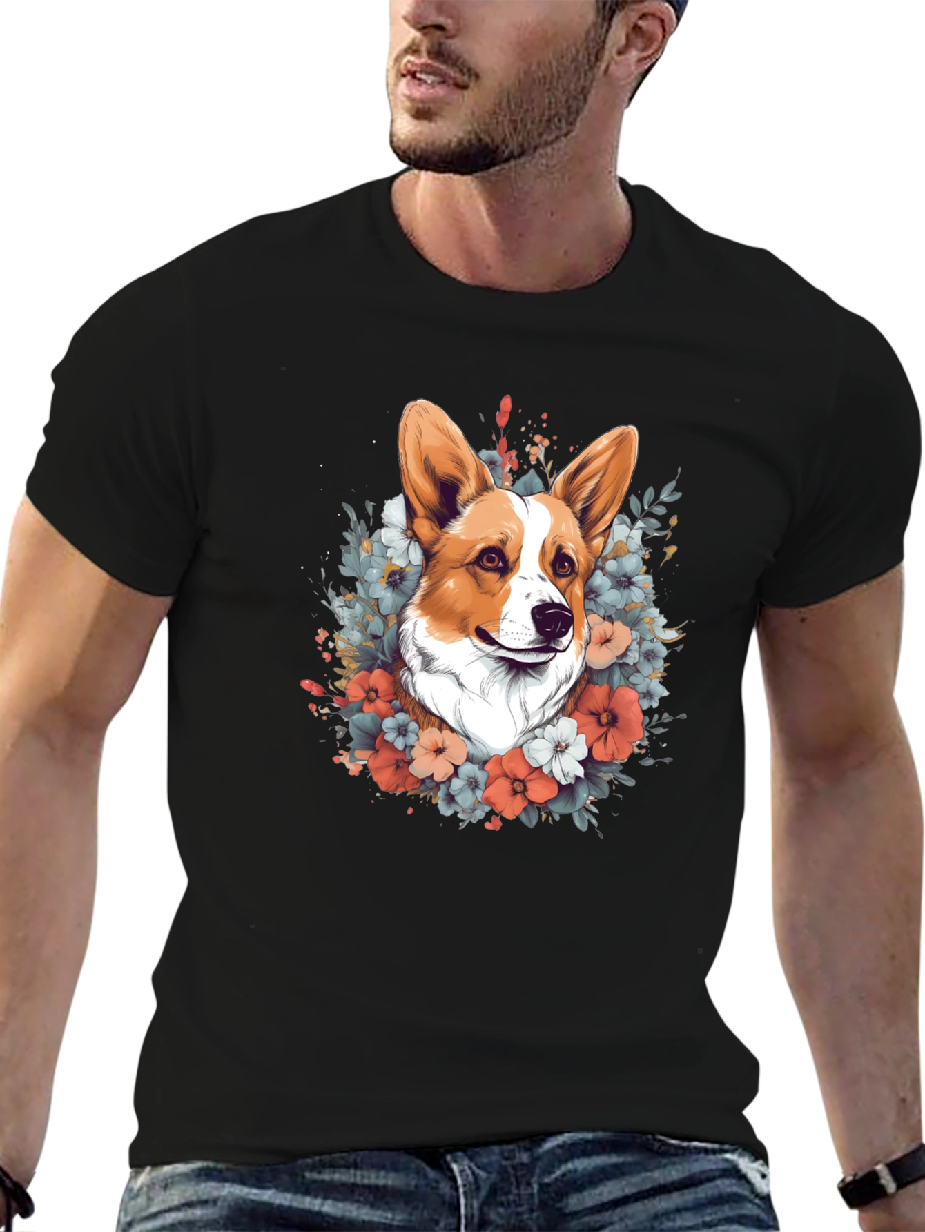 Corgi Floral Tee