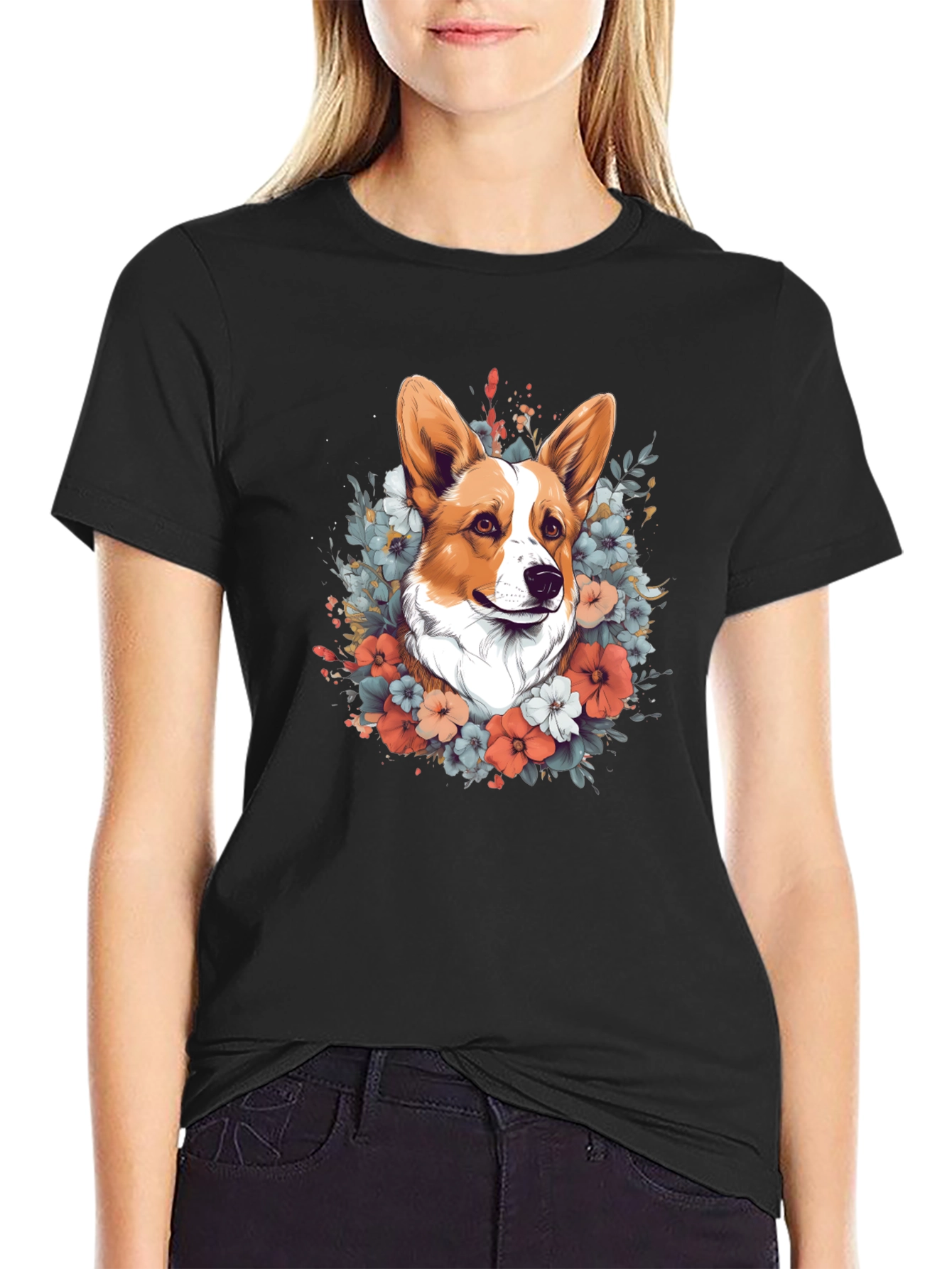 Corgi Floral Tee
