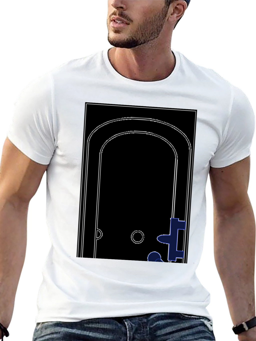 Abstract Doorway Graphic Tee - Modern Black T-Shirt