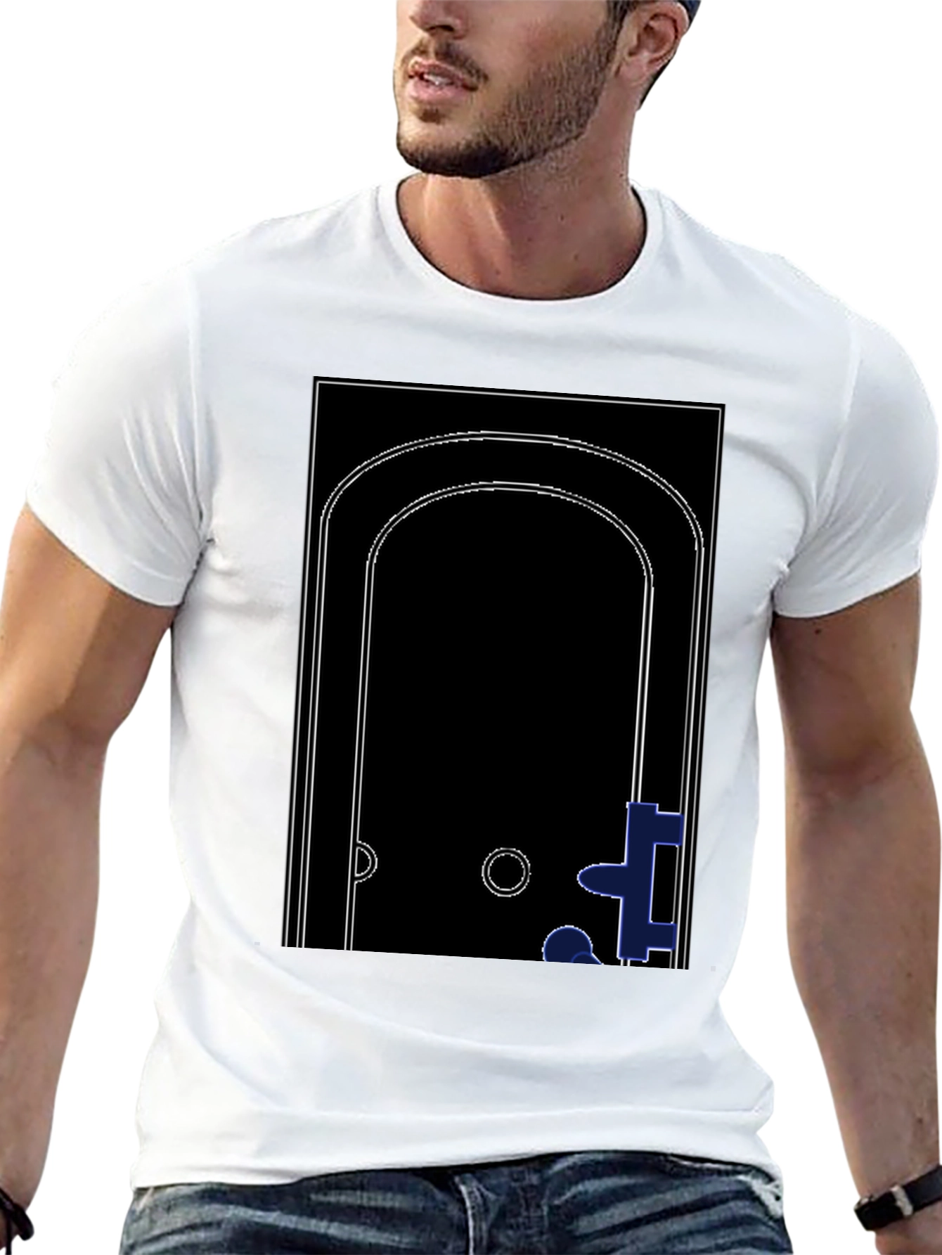 Abstract Doorway Graphic Tee - Modern Black T-Shirt