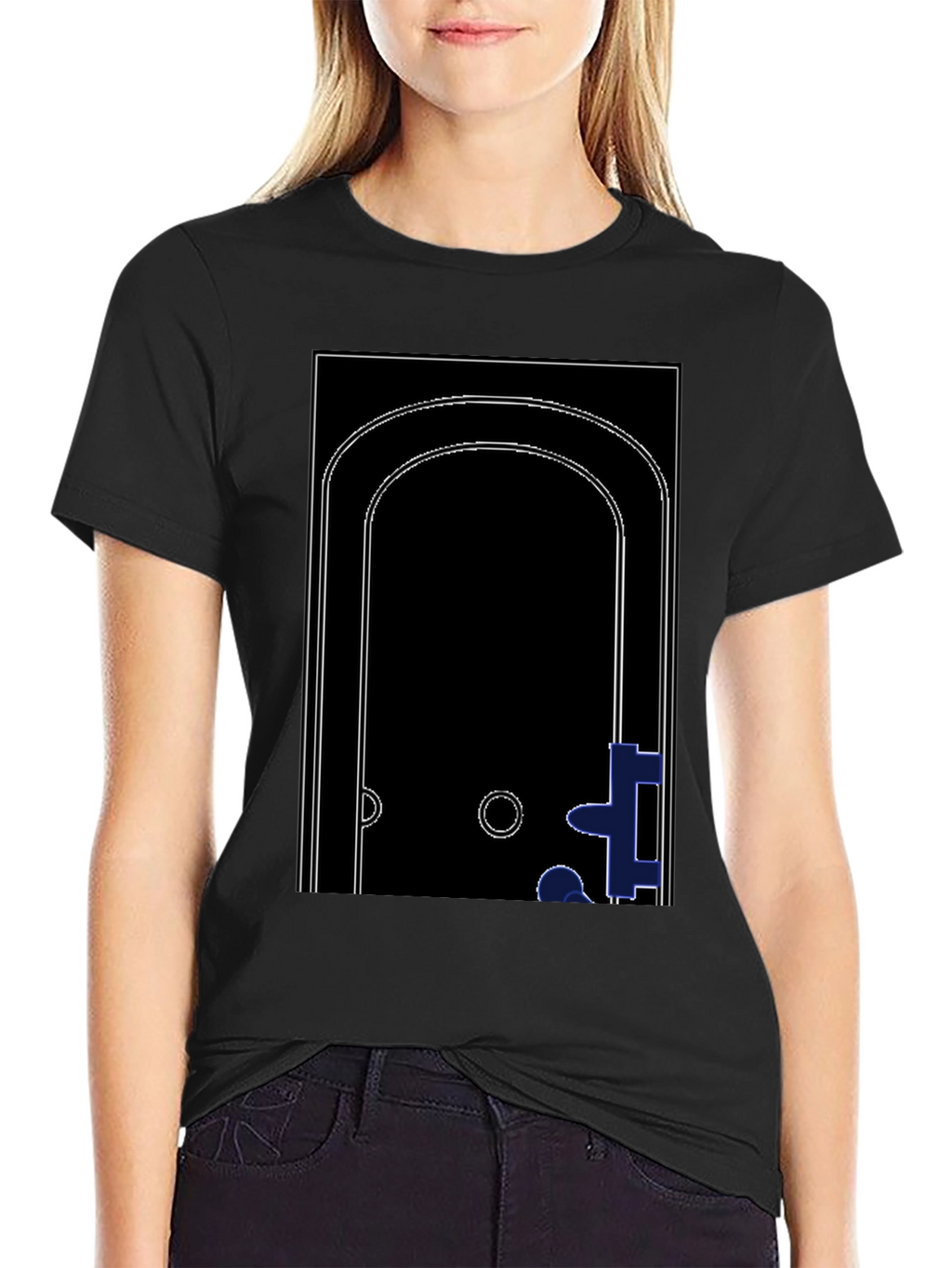 Abstract Doorway Graphic Tee - Modern Black T-Shirt