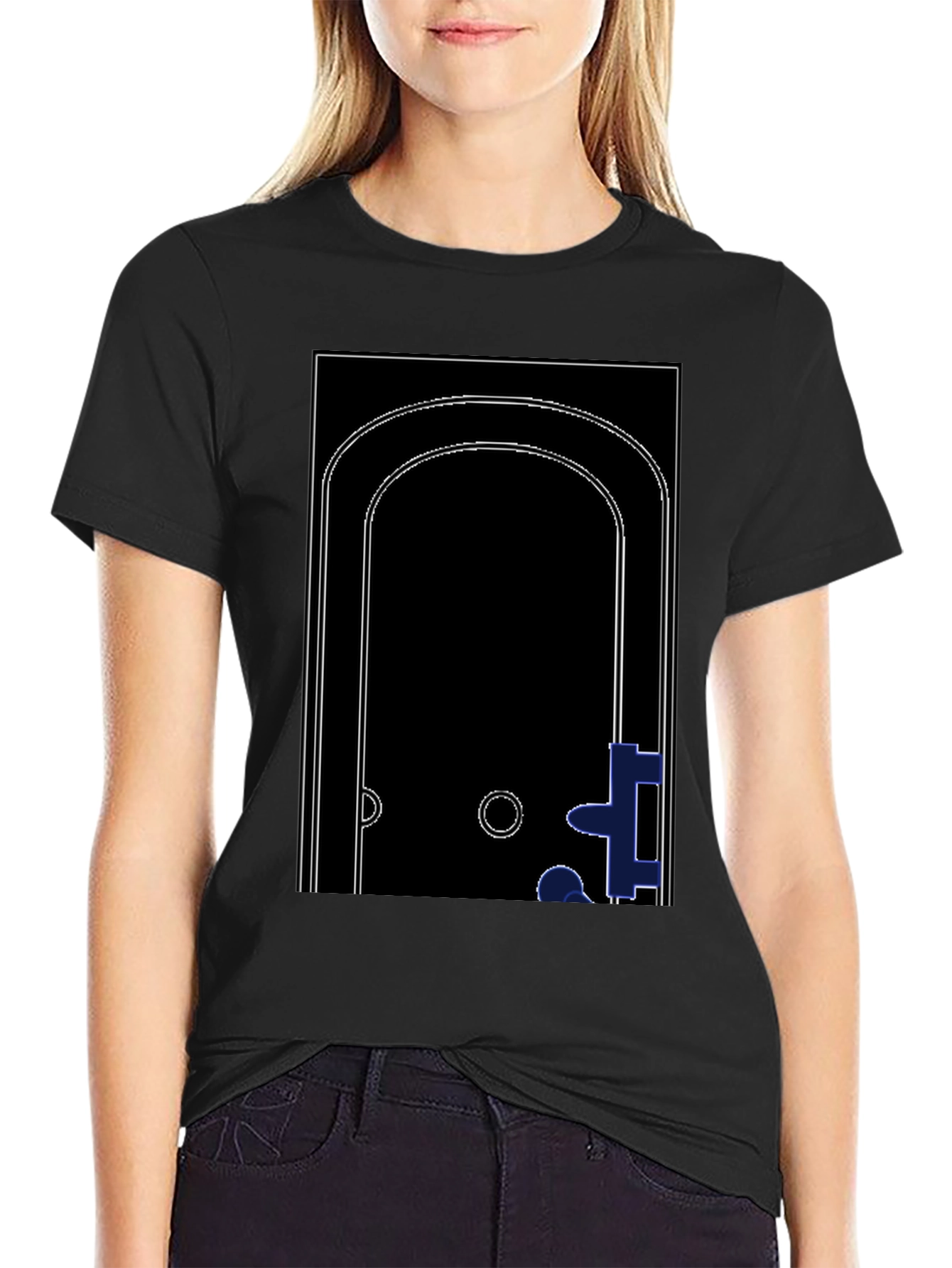 Abstract Doorway Graphic Tee - Modern Black T-Shirt
