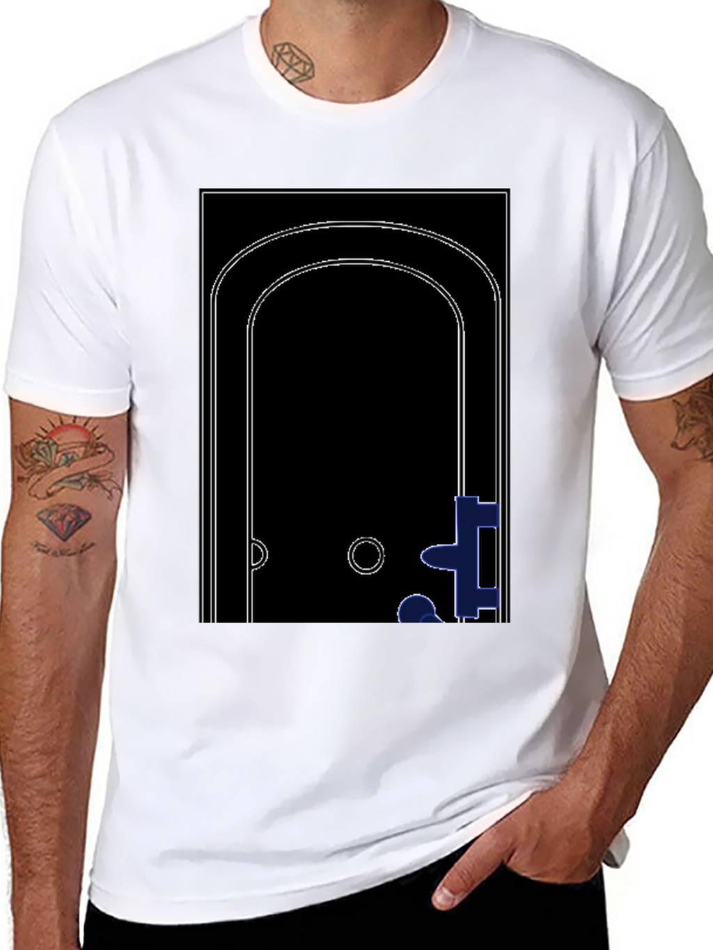 Abstract Doorway Graphic Tee - Modern Black T-Shirt