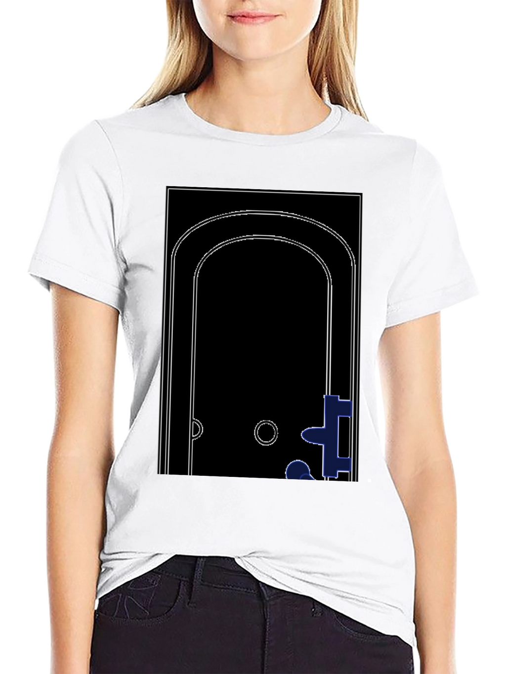 Abstract Doorway Graphic Tee - Modern Black T-Shirt