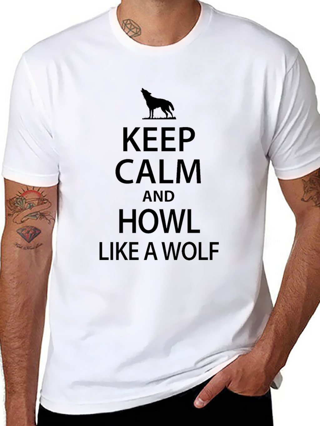 Keep Calm Howl Like a Wolf Black T-Shirt