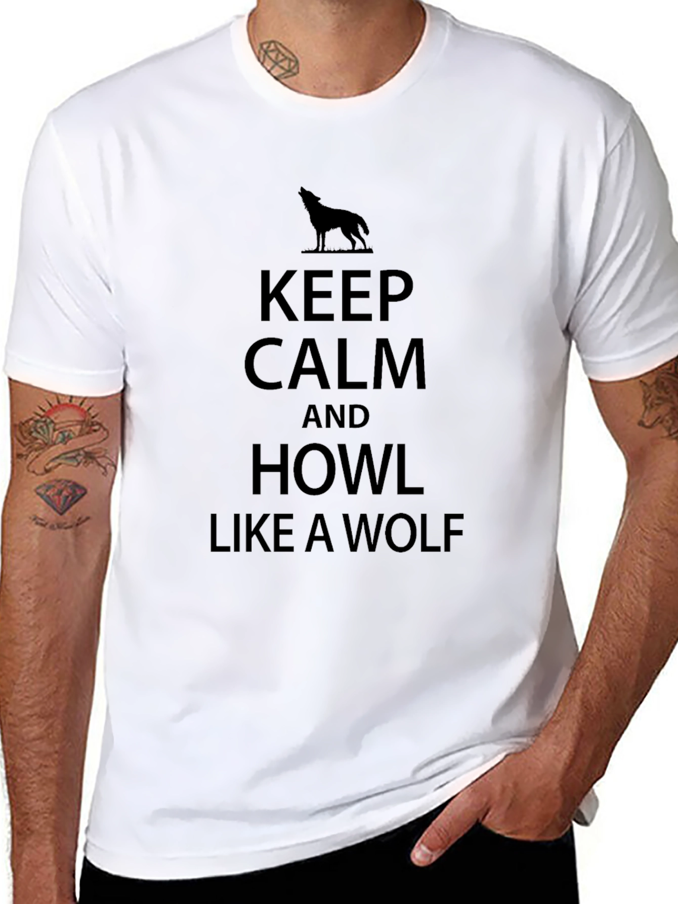 Keep Calm Howl Like a Wolf Black T-Shirt